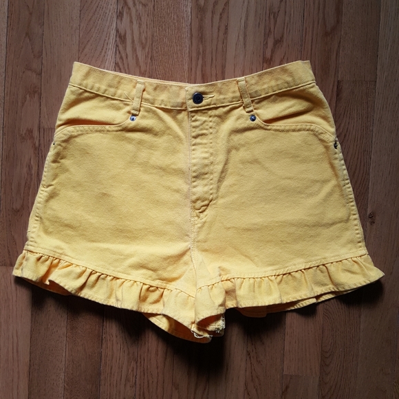 Vintage Pants - Vintage 80's High Waist Yellow Denim Shorts Jeans